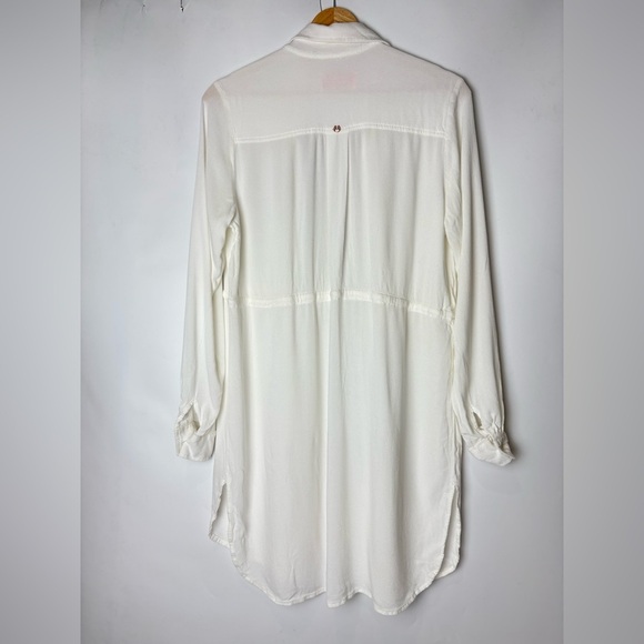 Maaji Long White Belted Button Down Top Coverup - Picture 3 of 6
